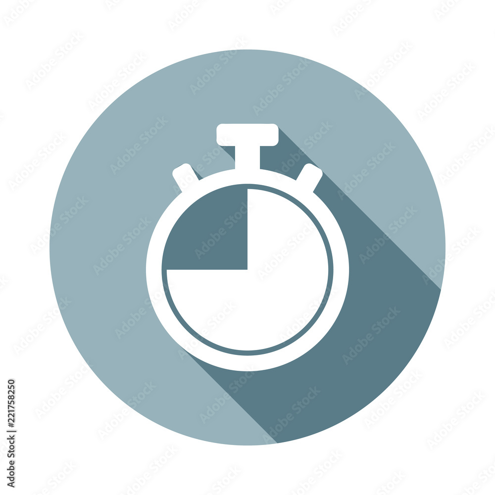 Poster stopwatch icon in flat long shadow style. one of web collection icon can be used for ui, ux