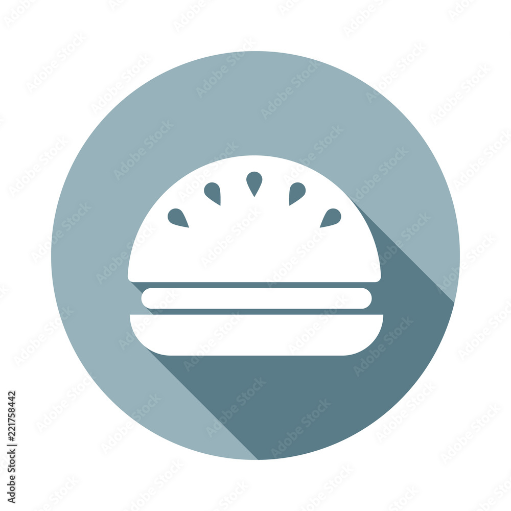 Aufkleber burger icon in flat long shadow style. one of web collection icon can be used for ui, ux