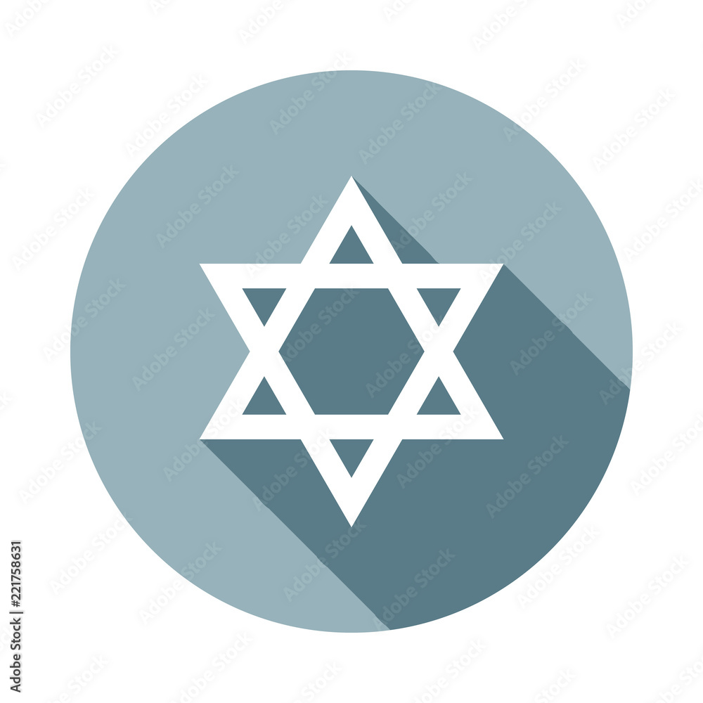 Poster david star icon in flat long shadow style. one of web collection icon can be used for ui, ux