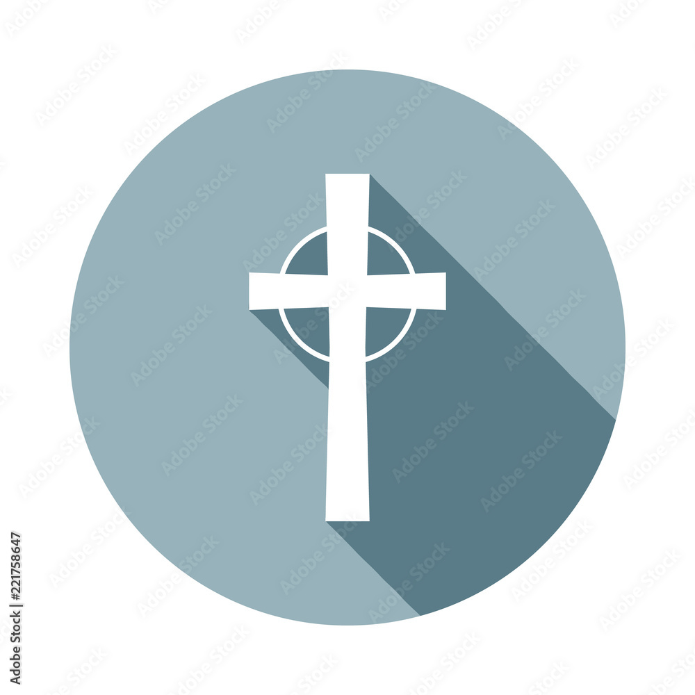 Poster religious cross icon in flat long shadow style. one of web collection icon can be used for ui, ux