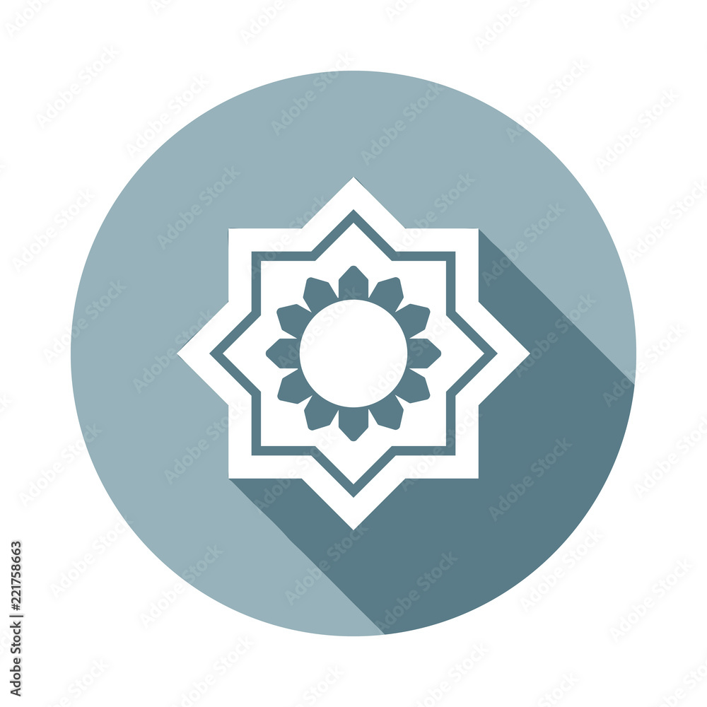 Poster eight point star icon in flat long shadow style. one of web collection icon can be used for ui, ux