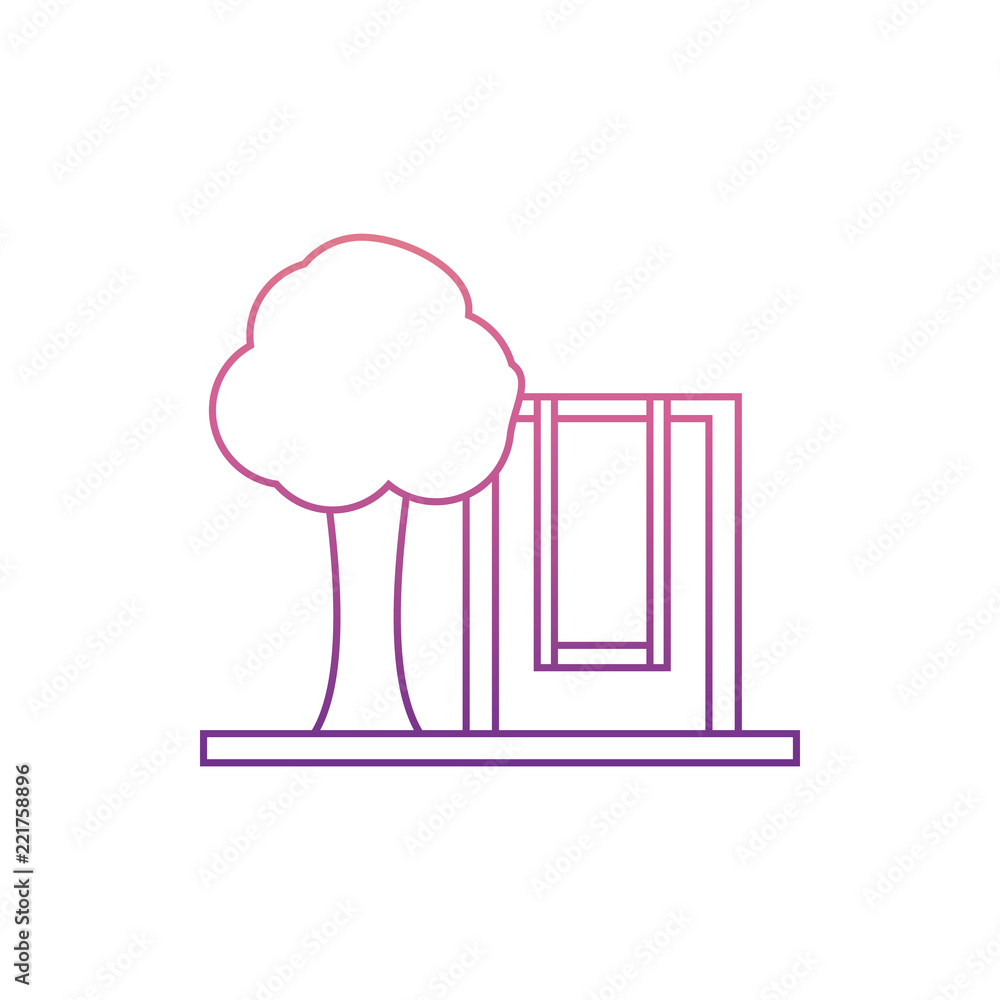 Poster tree and children's swingsicon in nolan style. one of web collection icon can be used for ui, ux