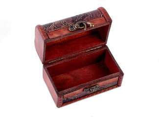 Treasure chest with many bank notes. Wooden chest. Treasure. Casket