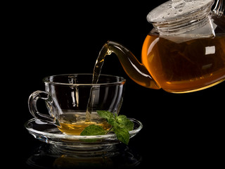 Cup filling by green tea