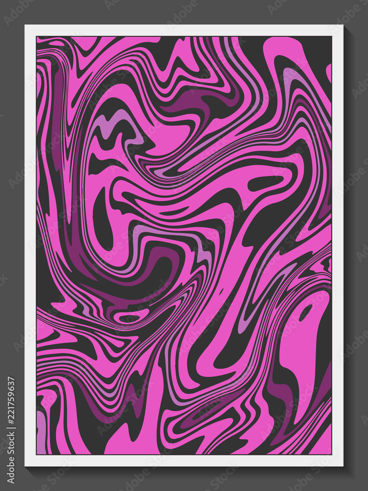Poster abstract card with liquid lines. marble effect. minimalist texture for poster layout. vector graphic