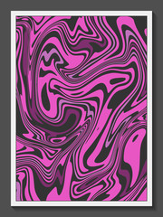 Abstract card with liquid lines. Marble effect. Minimalist texture for poster layout. Vector graphic with liquid fluid effect