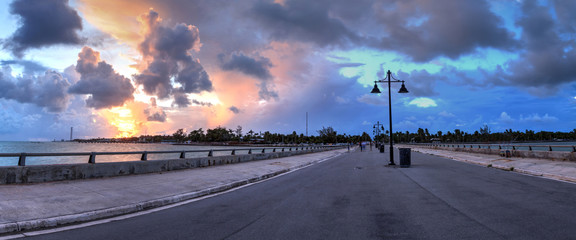 Edward B. Knight Pier at sunset in Key West,