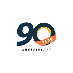 90 Year Anniversary Vector Template Design Illustration