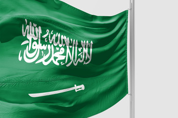Isolated Saudi Arabia Flag waving 3d Realistic Saudi Arabian Flag Rendered