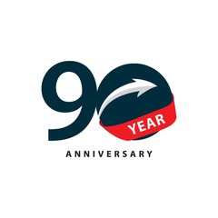 90 Year Anniversary Vector Template Design Illustration