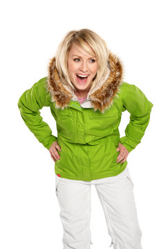 Blonde Woman Dressed For Cold Winter Weather