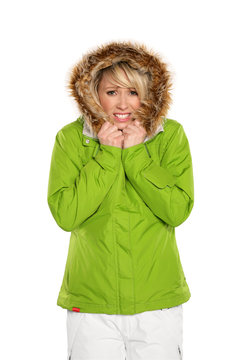 Blonde Woman Dressed For Cold Winter Weather