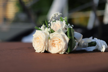 Beautiful bridal bouquet with different flowers