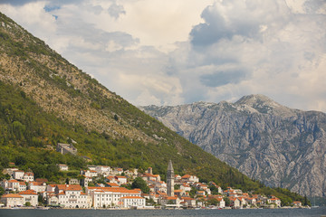 Perast Montenegro town between mountains near Adriatic Sea 