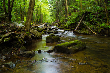 Long Exposure Waterfall Photography, Fresh Mountain Stream Moving Water