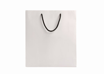 White paper bag isolated on white background.