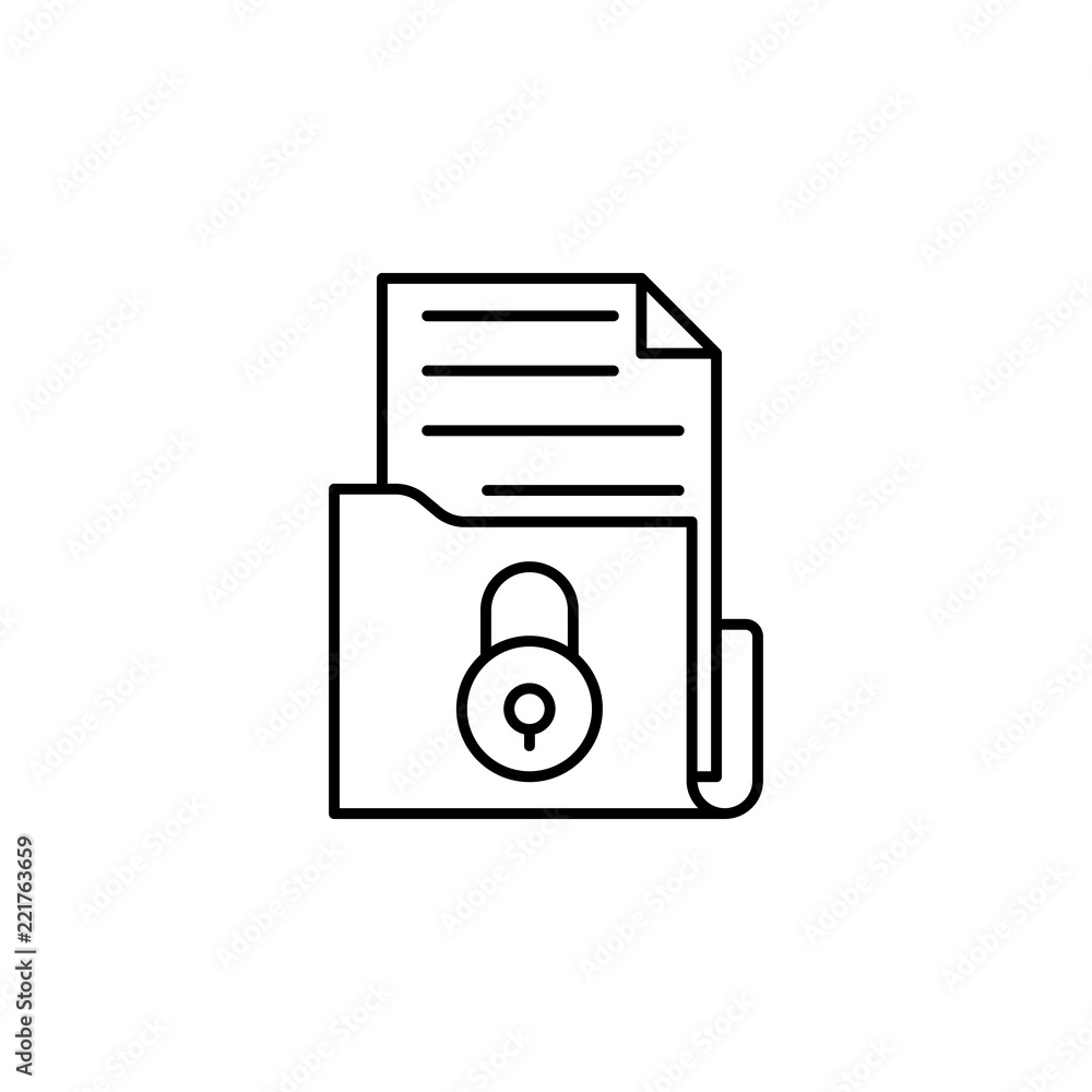 Poster folder with documents lock icon. element of data security icon for mobile concept and web apps. thin