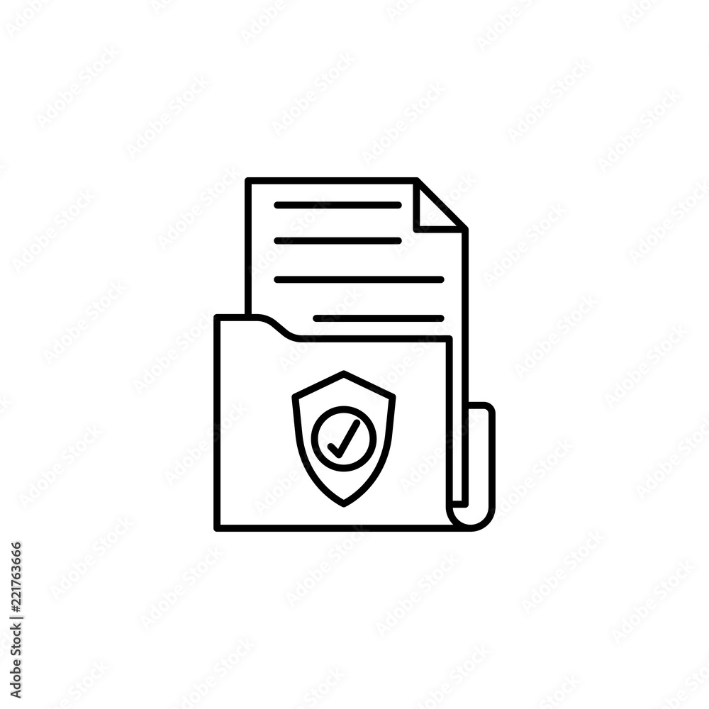 Poster folder with documents protection icon. Element of data security icon for mobile concept and web apps. Thin line folder with documents protection icon can be used for web and mobile