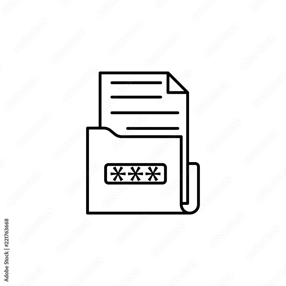 Aufkleber folder with documents password icon. element of data security icon for mobile concept and web apps. 