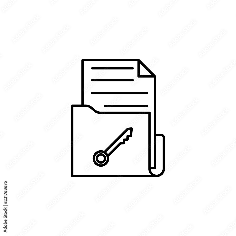 Poster folder with documents key icon. element of data security icon for mobile concept and web apps. thin 
