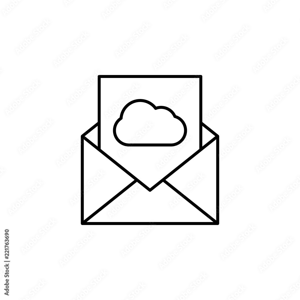 Poster cloud storage letter icon. element of data security icon for mobile concept and web apps. thin line 