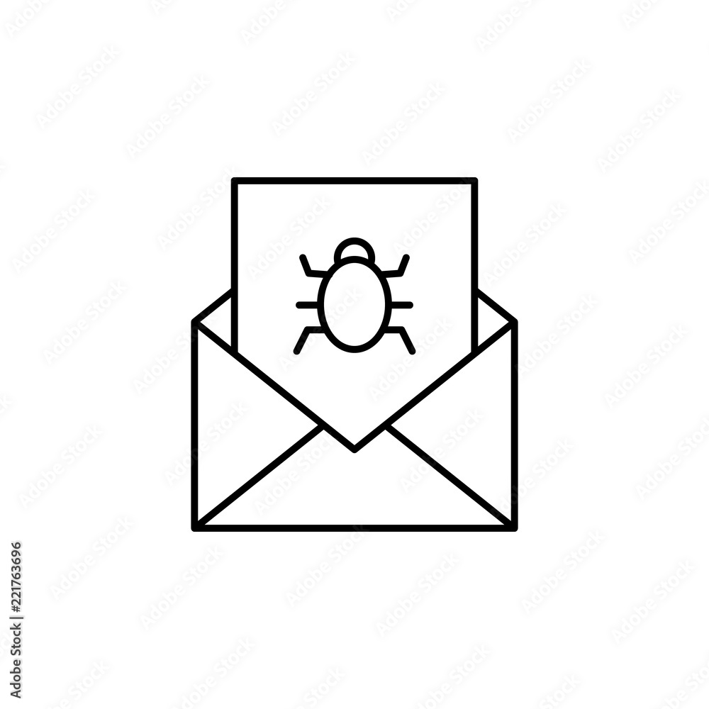 Poster letter virus icon. element of data security icon for mobile concept and web apps. thin line letter v