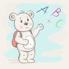 cute bear with a briefcase shows 