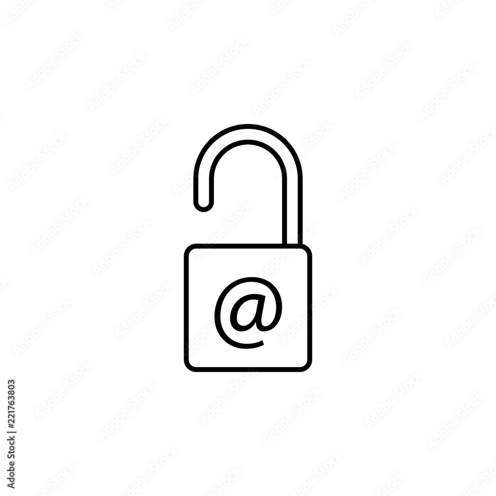 Poster unlocking the mail icon. element of data security icon for mobile concept and web apps. thin line un