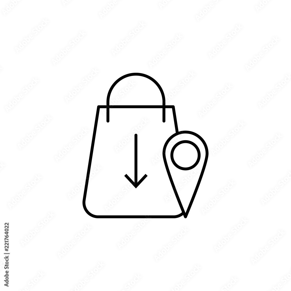 Poster packet arrow down pin icon. element of electronic commerce icon for mobile concept and web apps. thi