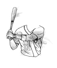 Illustration eines Baseballspielers Oberkörper und Baseballschläger