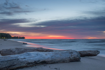 Sunrise at Bradford Beach on Lake Michigan in Milwaukee, Wisconsin