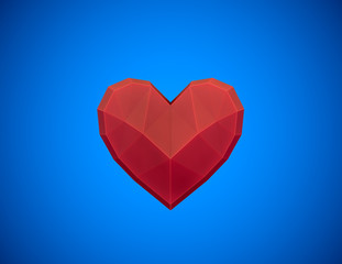 Low poly red heart. 3D illustration 