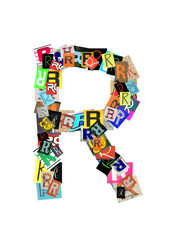 Capital letter R on white