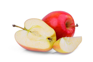 whole and half sonya apple with slice isolated on white background