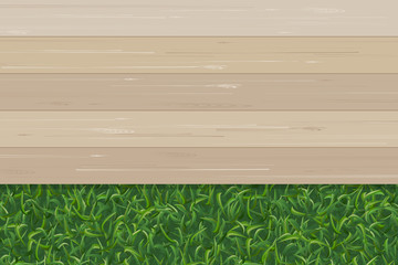 Green grass texture and wooden pattern for background. Vector.