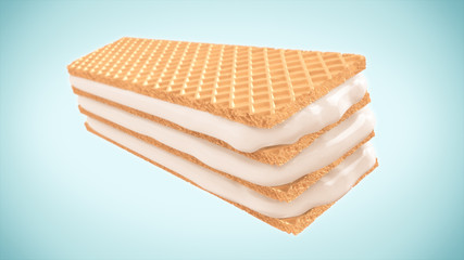 3d rendering of Full cream in wafer.