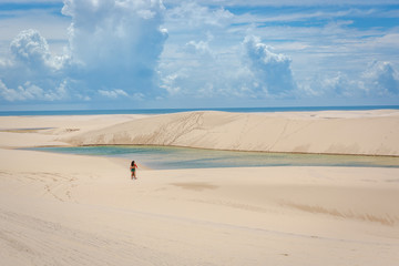 Fototapeta na wymiar the beautiful landscape of dunes and fresh water in the northern of Brazil