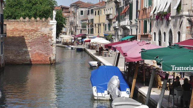 Venice, Italy, August 30th 2018, Venetian Canals in summer