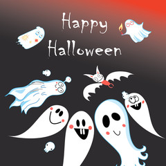 Greeting card for Halloween with ghosts