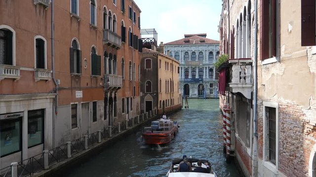 Venice, Italy, August 30th 2018, Venetian Canals in summer