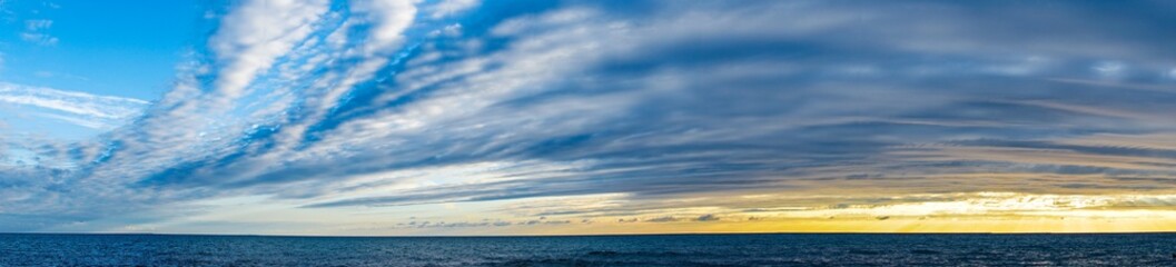 Beautiful sunset over the black sea and sunshine