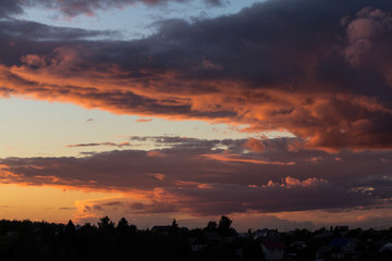 beautiful sunset on a warm autumn evening