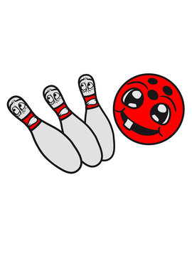 jagen flucht 3 freunde team crew wegrennen angst gesichter strike umwerfen kugel bowlingkugel kegeln pins bowling gesicht s&uuml;&szlig; niedlich team verein sport spiel clipart