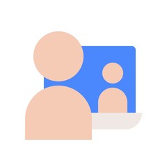 human communication with people on laptop screen, webinar or e-learning concept icon