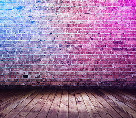 bricks room with neon lights
