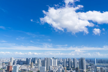 東京風景・青空に流れる雲　月島　勝どき　豊洲　晴海　築地