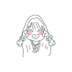 Obraz premium hand drawing cartoon character girl expression