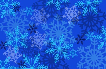 Fototapeta na wymiar beautiful SNOWFLAKE multilayered background in blues