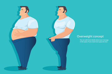 concept of overweight character , belly fat vector illustration