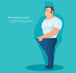 concept of overweight character , belly fat vector illustration